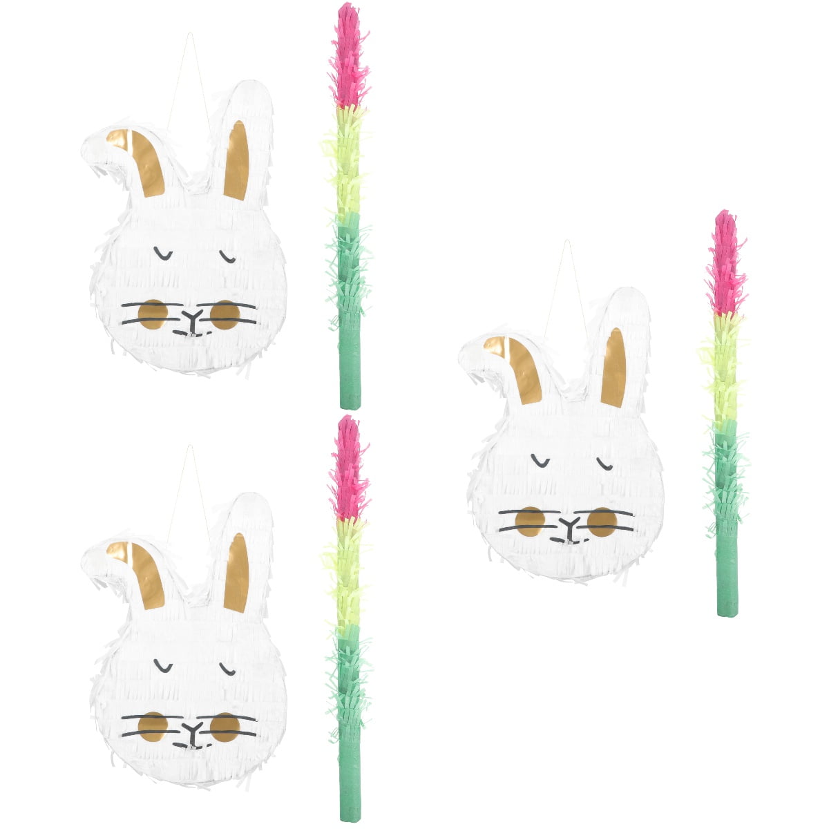 3 Sets Funny Rabbits Pinata Paper Pendant Easter Celebration Decoration