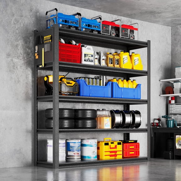 3 Sets Garage Shleving with Pegboard,72*48" Wide 24Heavy Duty Garage Shelving Units and Storage,Metal Shelving Adjustable Shelves,Garage Storage Rack,Industrial Utility Organization