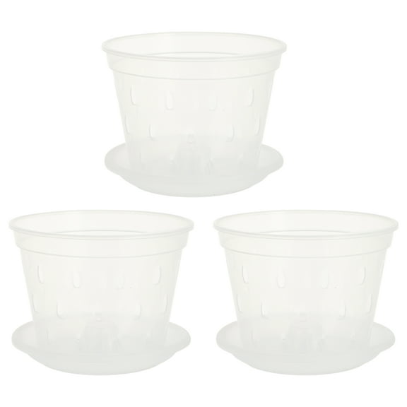 3 Sets Garden Mesh Net Pot Hanging Flower Planter Clear Planting Flowerpots