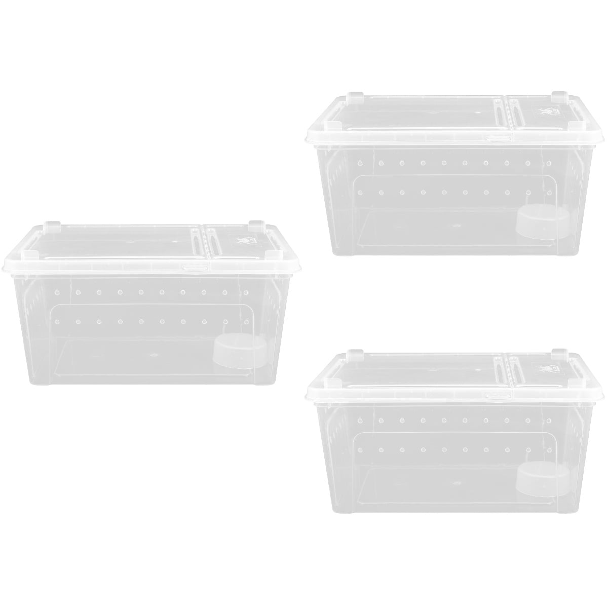 3 Sets Gecko Bin Enclosure Reptile Feeding Box Snail House Clear ...