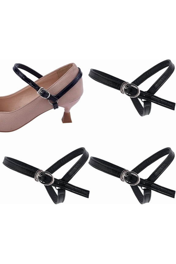 3 Sets High Heel Shoe Strap Black High Heels Shoelace Imitation Leather Shoe Belt Band Detachable Ankle Straps for Holding Loose high Heels Pumps Black DIY