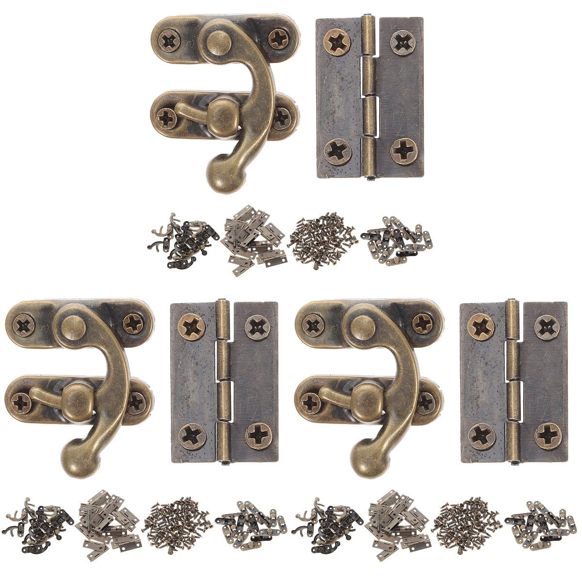 3 Sets Jewelry Box Hinge Chest Hinge Hasp Lock Vintage Buckle Latch
