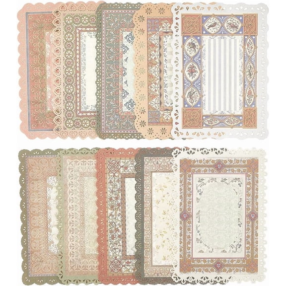3 Sets Lace Rectangle Scrapbook Paper Pads Writable Paper Sheets for DIY Album Scrapbook Background Paper Diary Decoration Mixed Color