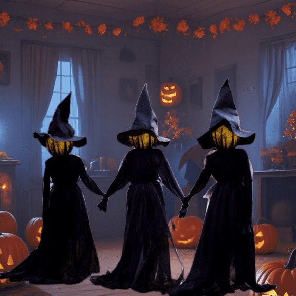 3 Sets of Large Voice-Controlled Scented Haunted House Statues Halloween Faceless Decorations, 7-Color LED Glowing Pointy Witches with Evil Sound Halloween Props Decorations with Cap Stakes