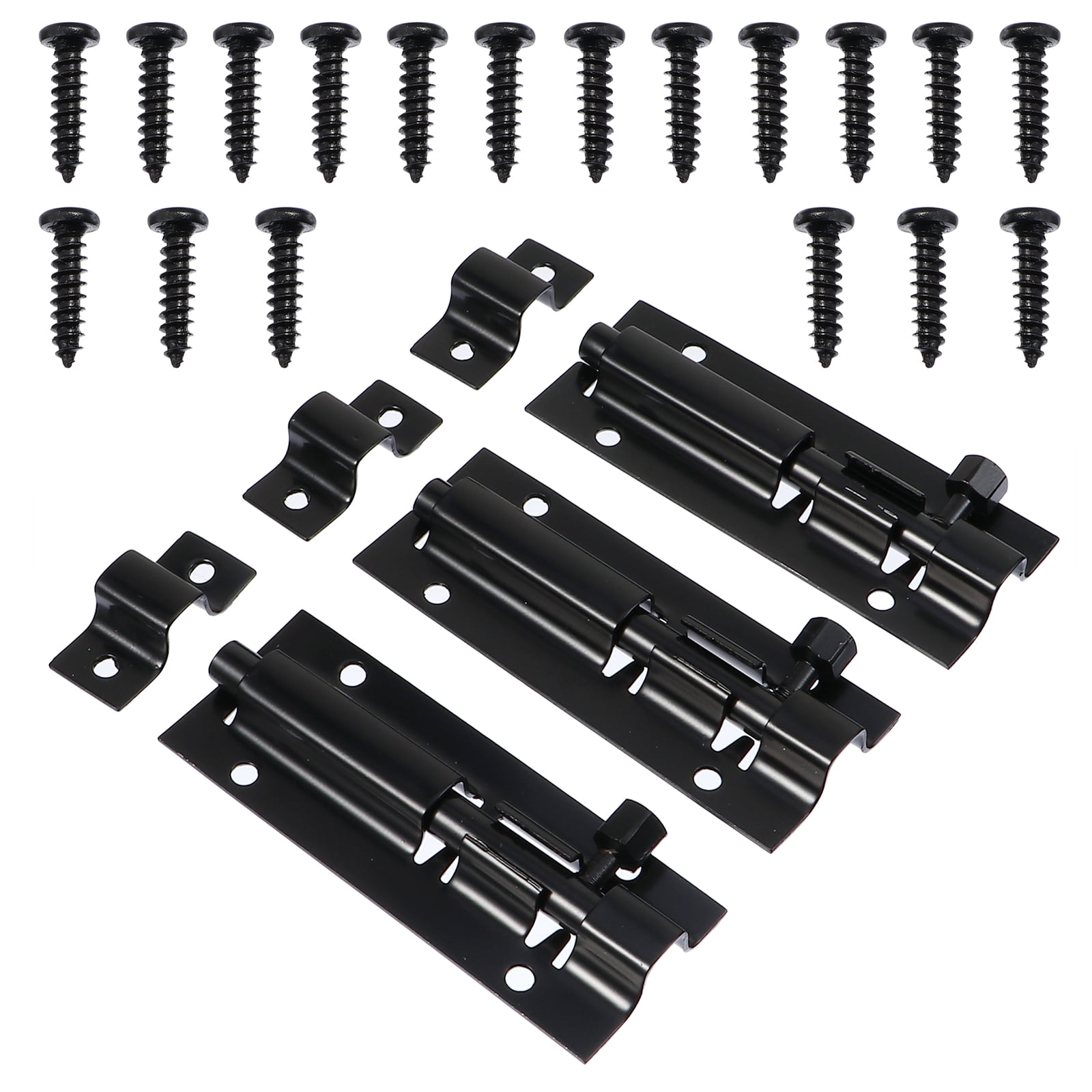 3 Sets Locks For Doors Auto Barrel Bolt Chain Heavy Duty Sliding Latches Deadbolt Stainless 9012