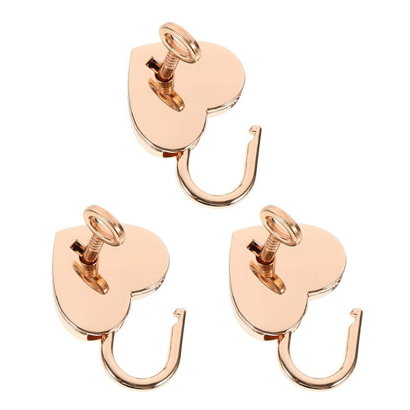 3 Sets Locker with Combination for Locker Heart Lock Travel 3.7X2.9X0.7CM Golden