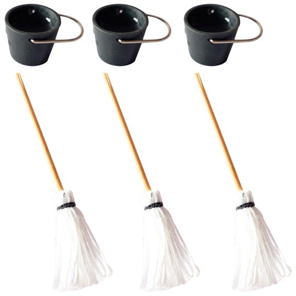 MERRYHAPY Mini Resin Iron Mops 3-Pack Dollhouse Accessories for Living Room Decor and Miniature Home Props