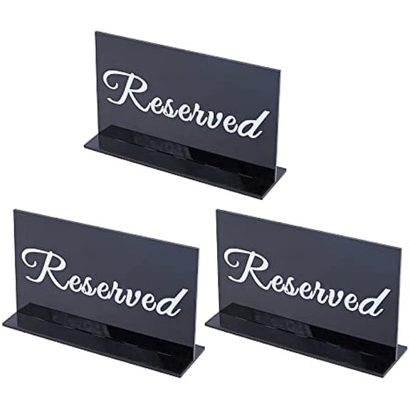 3 Sets Mirror Reserved Table Signs Black Desk Stand Reserved Sign Table Reservation Card Double Sided Reserved