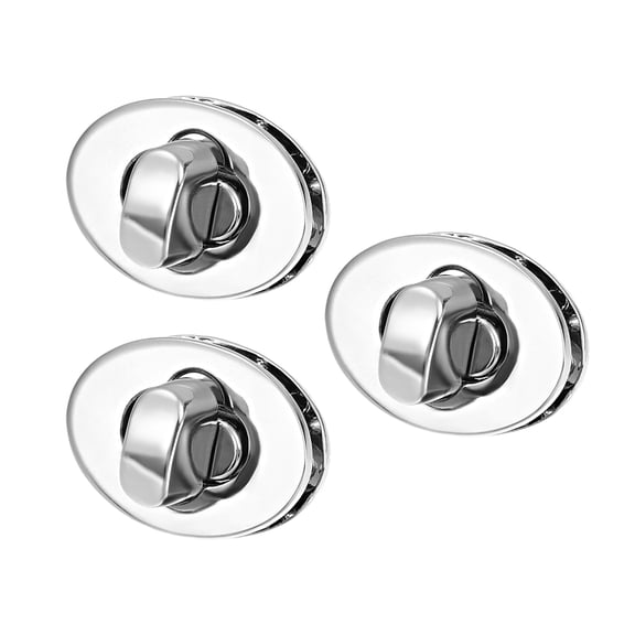 3 Sets Oval Purses Twist Lock 23mm x 17mm Clutches Closures for DIY Bag Making, Silver