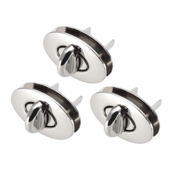 3 Sets Oval Purses Twist Lock 35mm x 20mm Clutches Closures for DIY Bag Making, Silver
