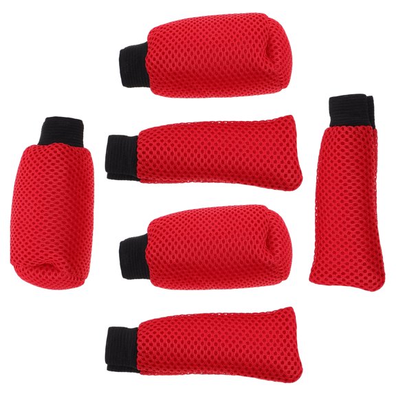 FONDOTIN Knobs Cover Driving Accessory Red Mesh 3 Sets Anti Slip Texture