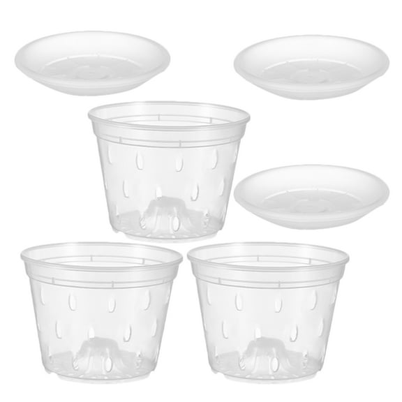 3 Sets Phalaenopsis Flower Pot Clear Plant Pots with Drainage Orchid Holes Plastic Container Planter
