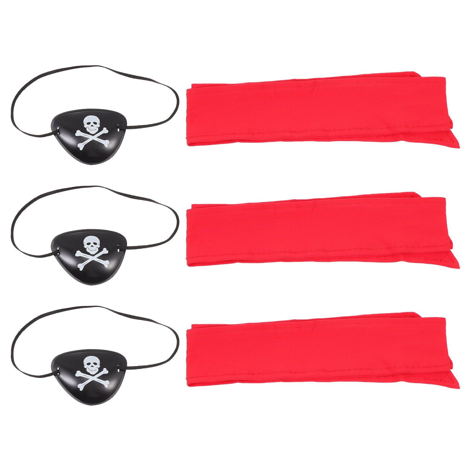 3 Sets Pirate Head Bandana Eye Patches Halloween Pirate Cosplay Costume