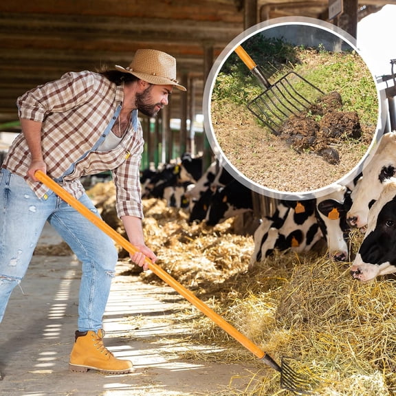 3 Sets Pitch Fork for Gardening, 9 Tines Wide Pitchfork with Long Hardwood Handle