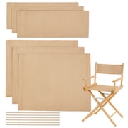 3 Sets Replacement Director Chair Covers Beige Canvas Director Chair Slipcovers Kits with Wood Sticks