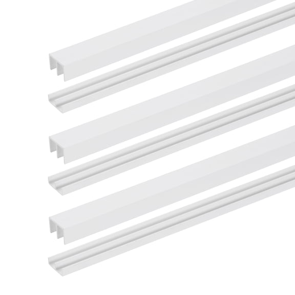 3 Sets Sliding Door Track Fit 15/64" Thick Panel, Plastic Upper & Lower Window Sliding Track Set for Glass Cabinet Closet Door Window (1.3ft x 19/32", White)