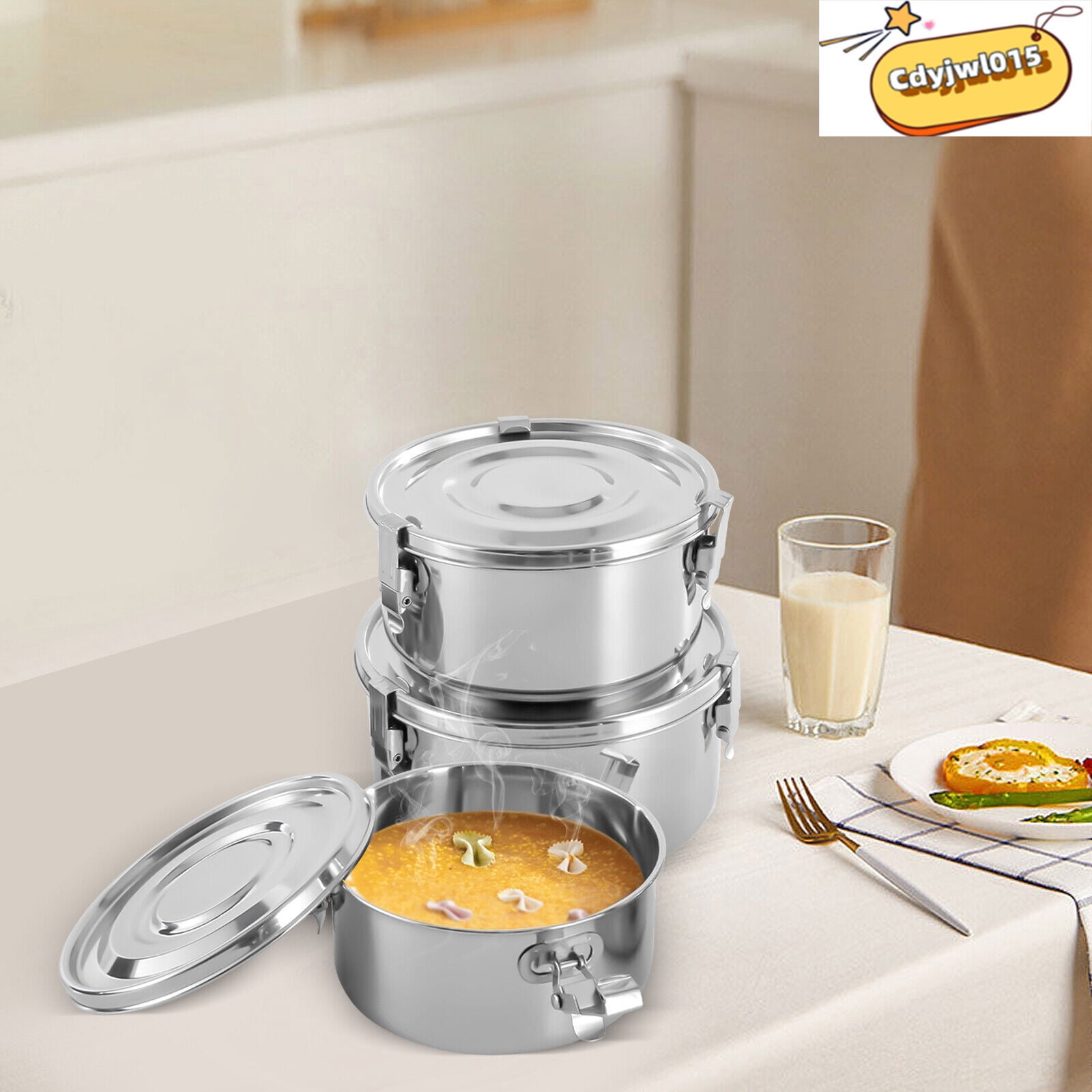 3 Sets Stainless Steel Food Storage Containers Kitchen Food Containers Airtight
