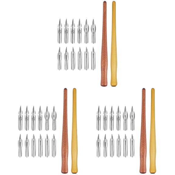 FENGGUIQU 3 Sets Portable Calligraphy Signature Pen Wooden Stainless Steel Drawing Art Creation for Calligraphers Artists 6.31.20.4in