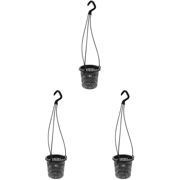 3 Sets Thickened Breathable Root-control Orchid Hanging Basin Planter Pots for Indoor Plants Black