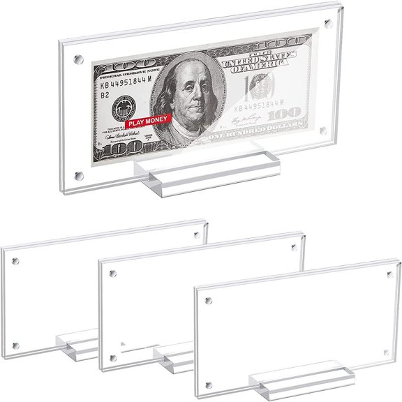 3 Sets Transparent Acrylic Currency Display Frames Photo Album Frame Holder with Magnetic Clasps Clear Finish Product: 18.5x4.1x9.6cm about 3pcs/set