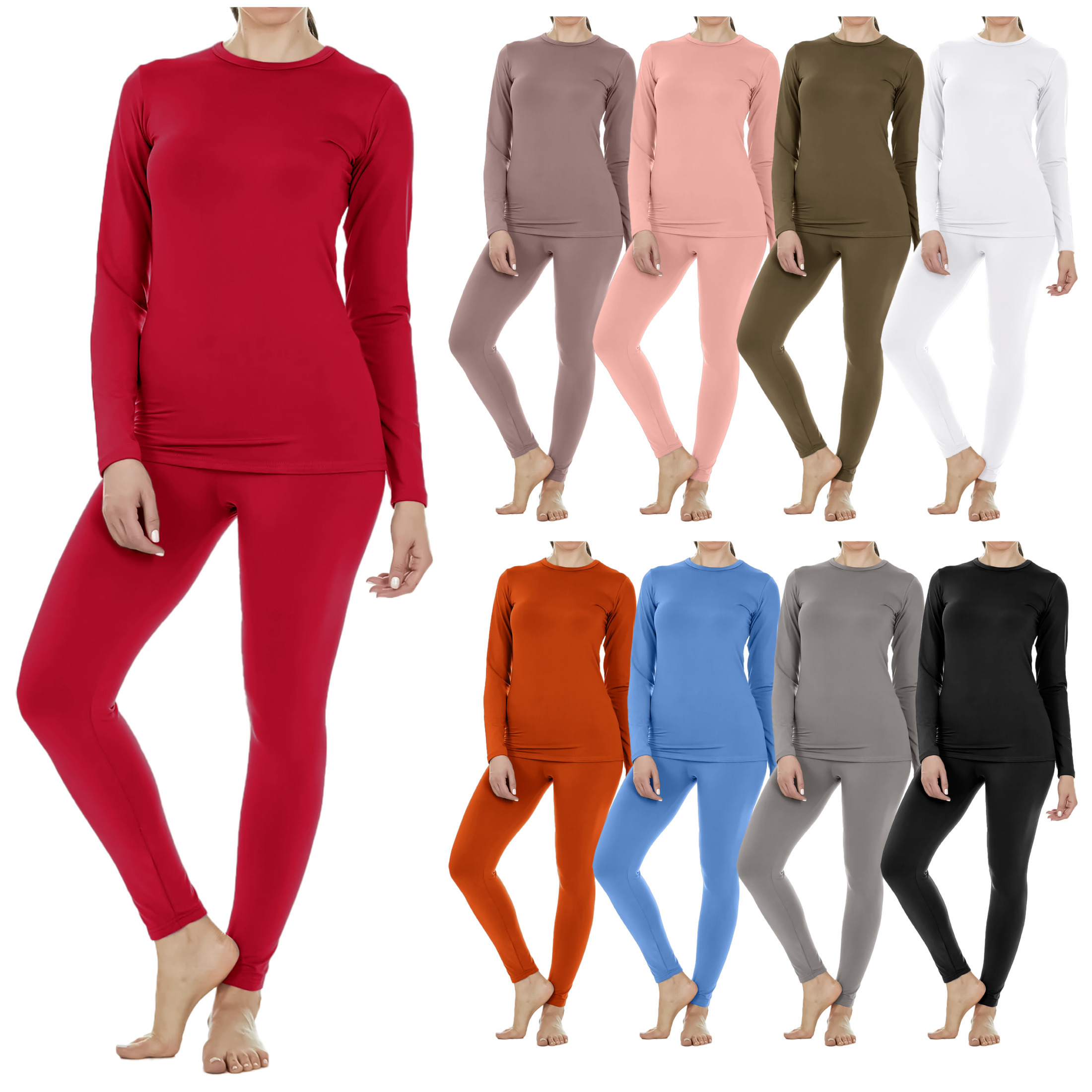 3 Sets Womens Fleece Lined Thermal Sets for Cold Weather
