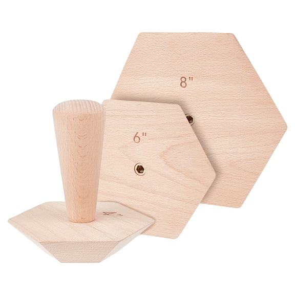 3 Sets Wooden Ceramic Top Tools Hexagonal Pottery Tools with Handle Ceramic Bowl Plate Making Thick