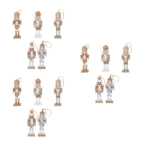 ETEREAUTY Christmas Nutcracker Figurines Golden Hanging Decor 3Pcs