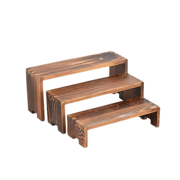 3 Sets Wooden Display Stand Tiered Riser Organizer Thickened Material for Perfume Collections Parties Restaurants