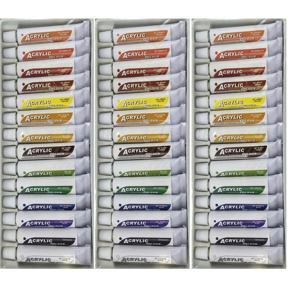 3 Sets of 14 Colors of Acrylic paint, 12 ml tubes, Rainbow Pigments Artist Paint