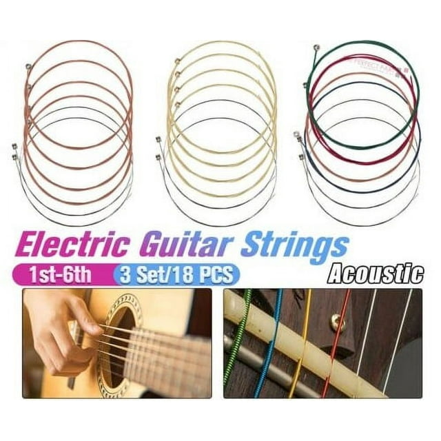 3 Sets of 6 Guitar Strings Replacement Steel String For Acoustic Guitar