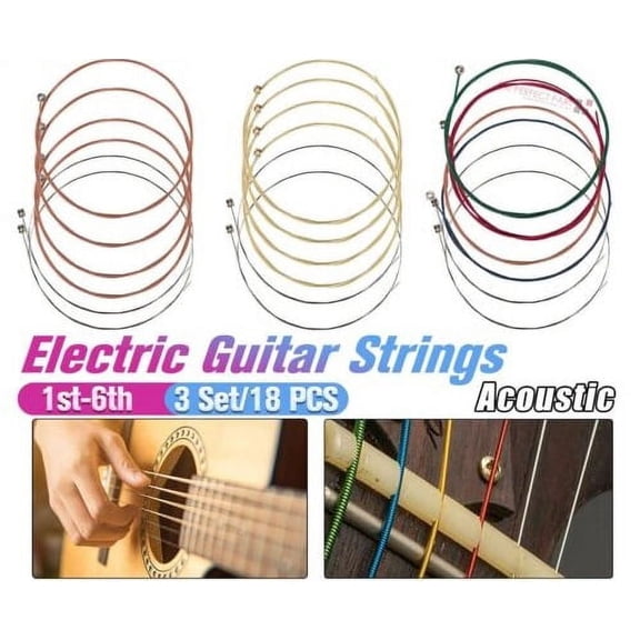 3 Sets of 6 Guitar Strings Replacement Steel String For Acoustic Guitar 1st-6th