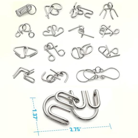 3 Sets of 8 Pieces Metal Disentanglement Puzzles for Cognitive Development Mind Game Kit with Carrying Case for Travel and Classroom Rewards