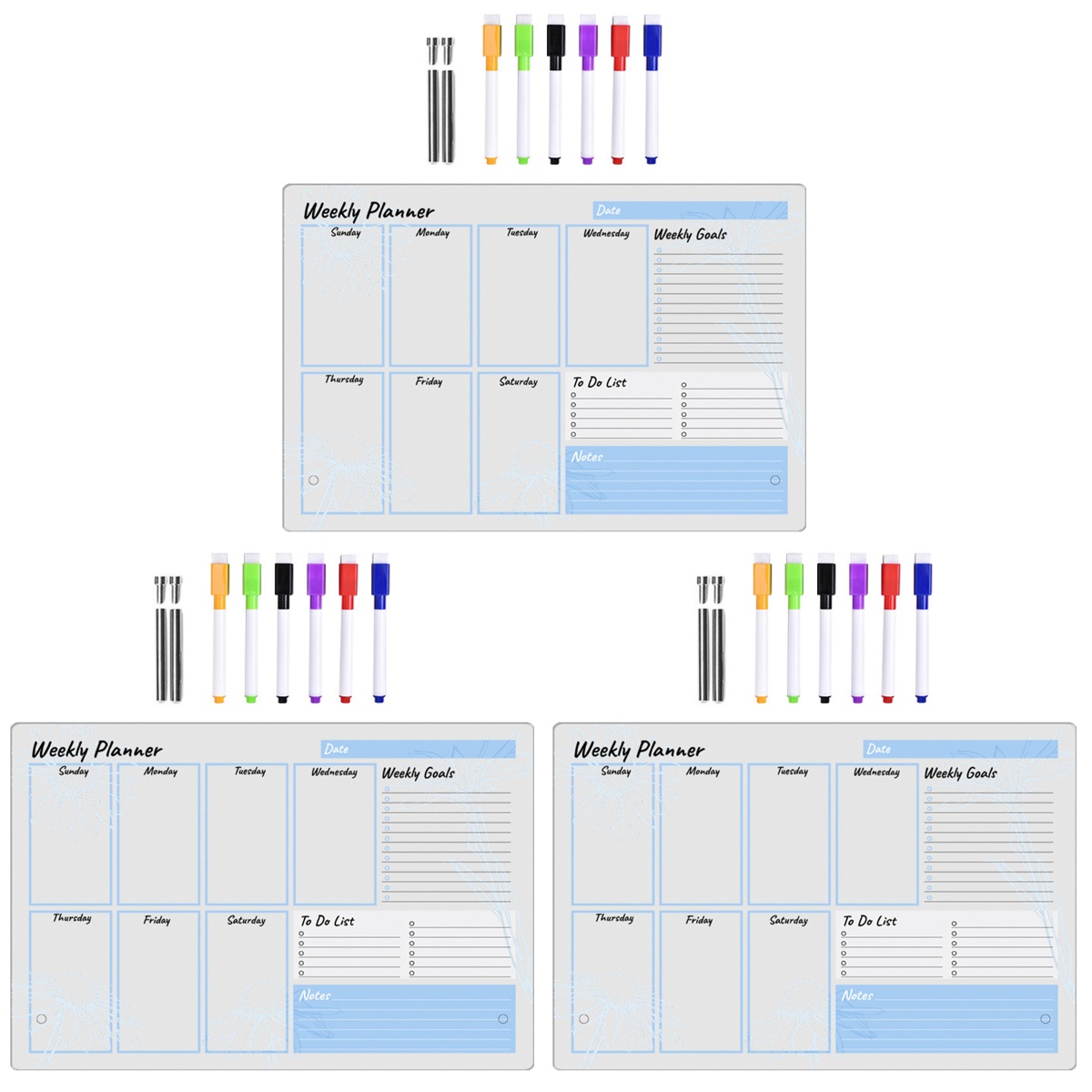 3 Sets of Acrylic Whiteboard for Desk Tabletop Dry Erase Board