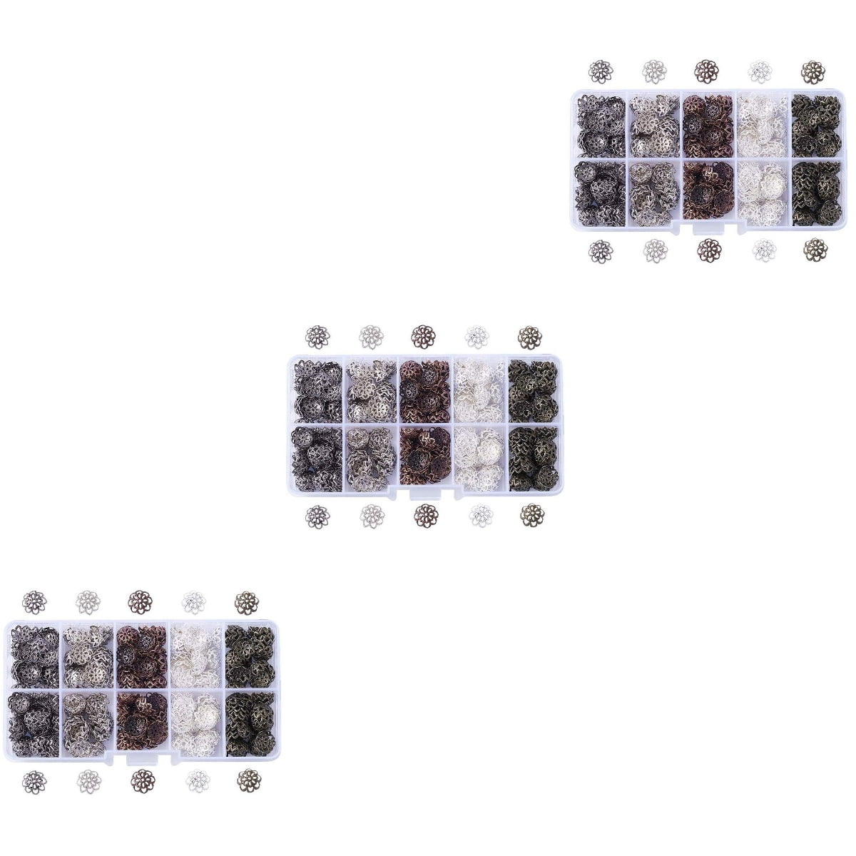 3 Sets of Flower Shape Spacer Beads Caps DIY Jewelry Making Beads Bracelets DIY Materials