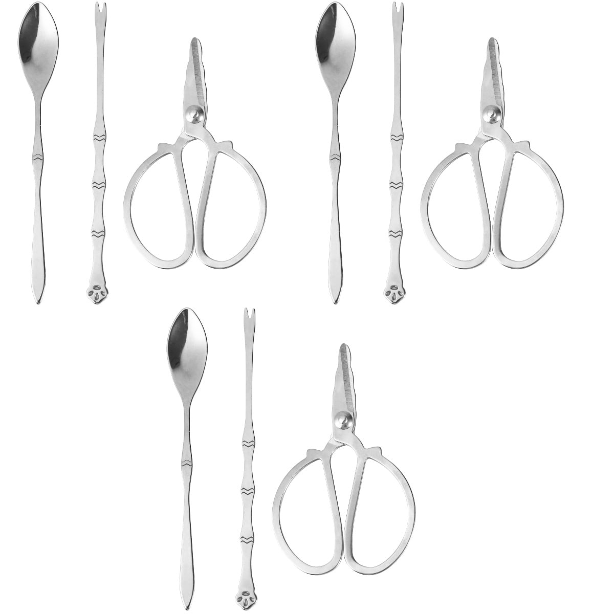 3 Sets of Stainless Steel Crab Eating Tool Crab Forks Seafood Eating