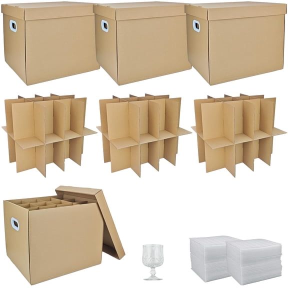 3 Sets-two layer Corrugated Packing Boxes with Divider Kits