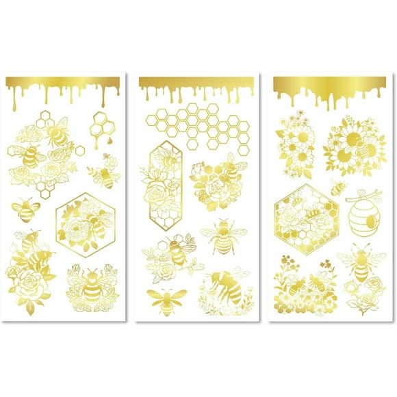 3 Sheet Bee Rub on Transfers for Crafts Honey Furniture Rub on Transfer Stickers Decals for Farm Paper Home Decor Scrapbooking DIY Crafts for Glass Wood Wall Waterproof 5.9x11.8 Inch
