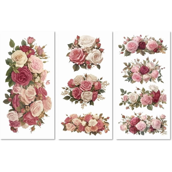 3 Sheet Flower Rub on Transfers for Crafts Furniture Sticker Butterfiy Rub on Transfer for Crafts Decals Rub on Transfer for Furniture Crafts DIY Home Decor Waterproof 5.9x11.8 Inch