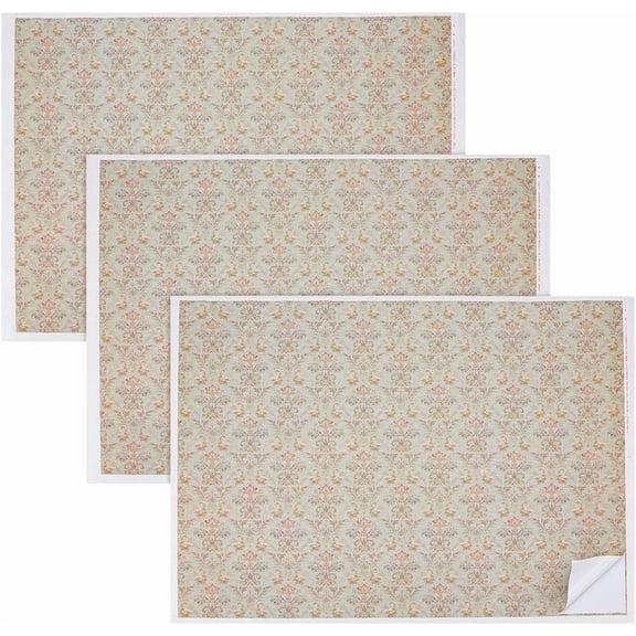 3 Sheet Mini Dollhouse Living Room Bedroom Wallpaper Dollhouse Decorative Sticker Sheet Flower Pattern Light Steel Blue 480x360x0.2mm DIY Supplies