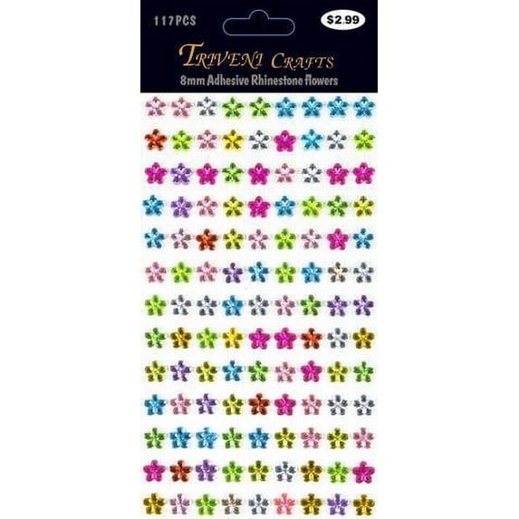3 Sheet Rhinestone Daisy Flower Multi 8mm Stickers For Crafts Making
