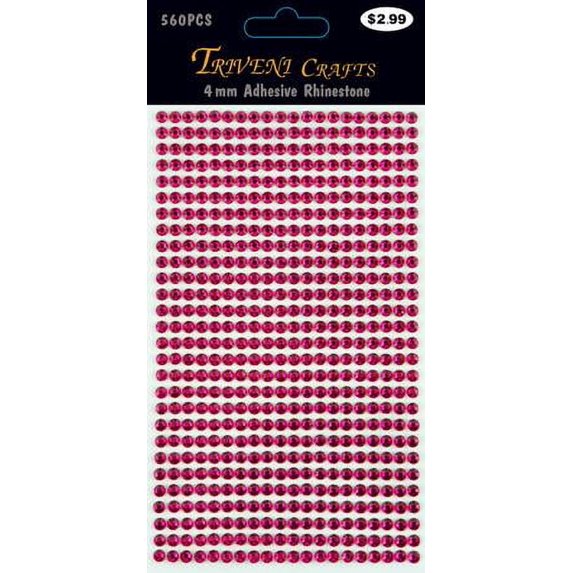 3 Sheet Rhinestone Dot Stickers Fuschia 4mm Stickers For Crafts Making