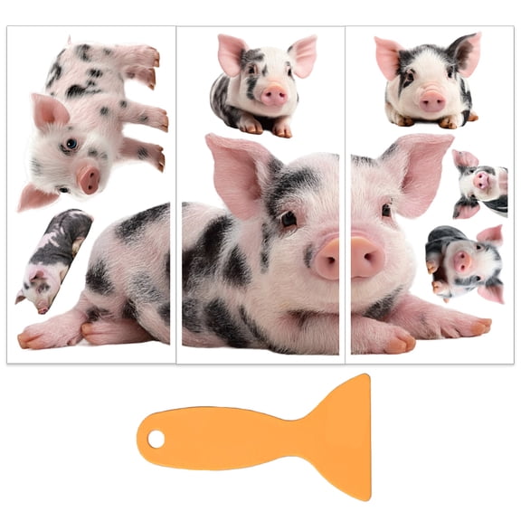 3 Sheet Rub on Transfers 6x12 Inch Cute Piggy Furniture Transfers Self-Adhesive Waterproof Transfer Stickers Mini Pig Rub on Decals