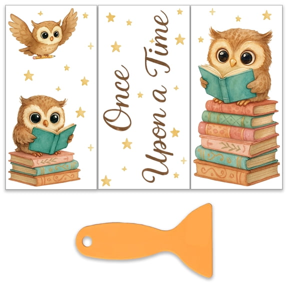3 Sheet Rub on Transfers 6x12 Inch Owl Reading Furniture Transfers Self-Adhesive Waterproof Transfer Stickers Book Star Rub on Decals