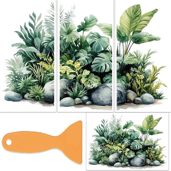 3 Sheets 3 Styles PVC Waterproof Decorative Stickers Self Adhesive Floral Decals Leaf 300x150mm 1 sheet/style