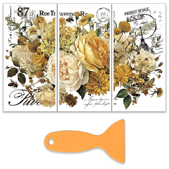 3 Sheets 3 Styles PVC Waterproof Decorative Stickers Self Adhesive Floral Decals for Furniture Decoration Flower 300x150mm 1 sheet/style for making