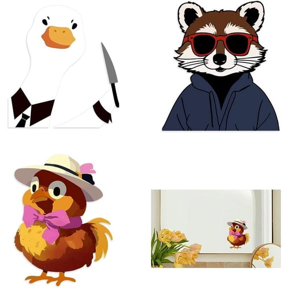 3 Sheets Cute Animal Decal 3 Styles Cartoon Animals Stickers Peel and Stick Stickers