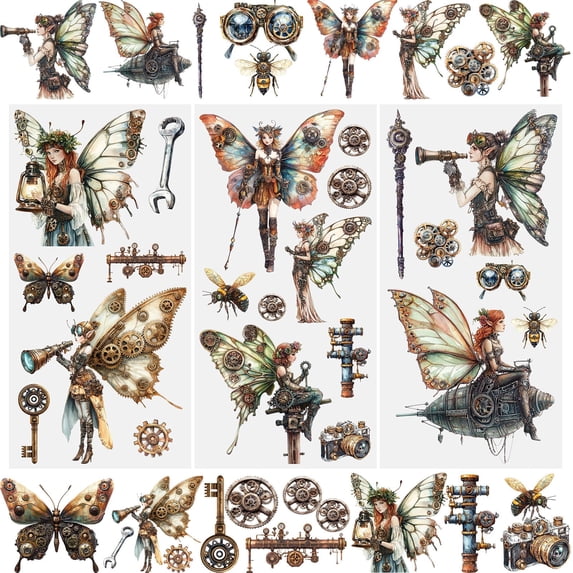 3 Sheets Furniture Transfer Stickers, Rabbit Elephant & Flower Patterns ...