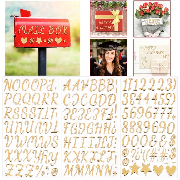 3 Sheets Gold 3D Puffy Letter and Number Stickers, 1 Inch Metallic Alphabet A–Z & 0–9, Self-Adhesive Puffy Stickers for Christmas Stocking Names, Gift Tags, Holiday Crafts & Classroom Decor