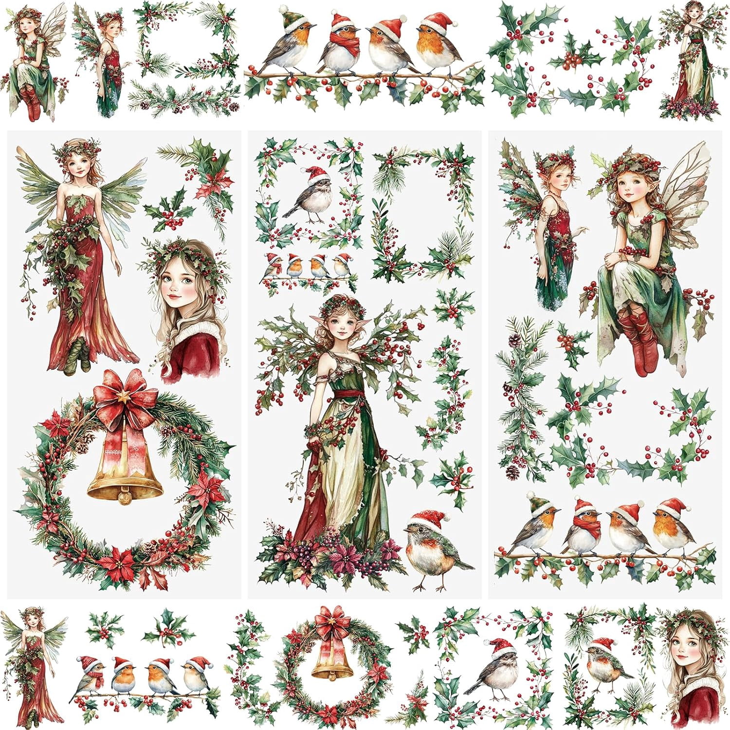 3 Sheets Merry Christmas Rub On Transfer Stickers, Junk Journals Plant ...