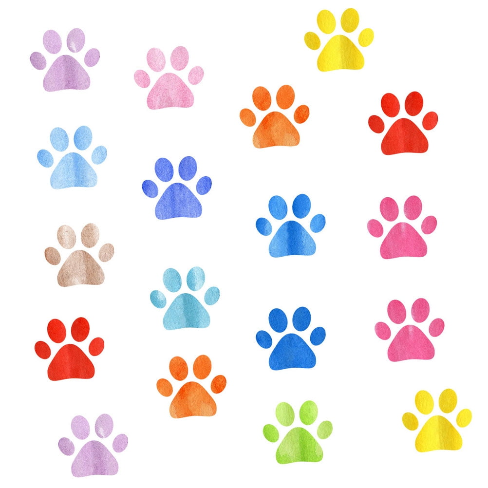 3 Sheets Paw Print Wall Sticker Lovely Wall Sticker Dog Paw Print Wall